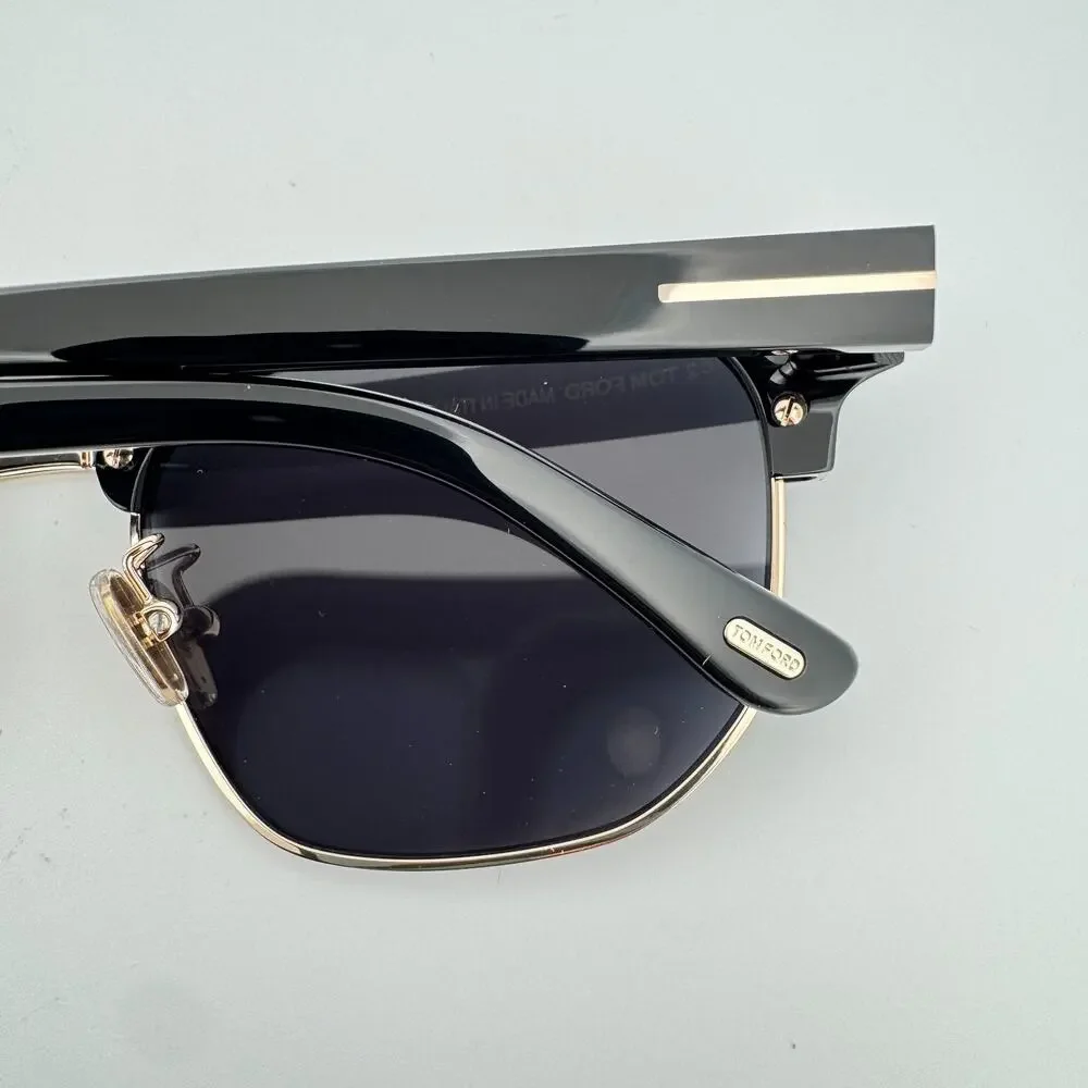 Tom Ford Sunglasses TF1165-K 01A Black Gold Horn Rim Gray Lens 54-20-145 New
